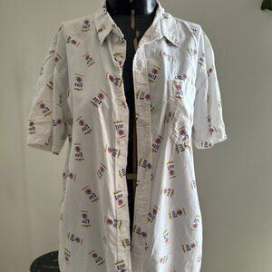 Vintage Miller Lite White Short Sleeve Button Down Shirt